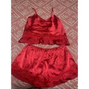 Victoria Secret satin red Babydoll sleepwear suit set